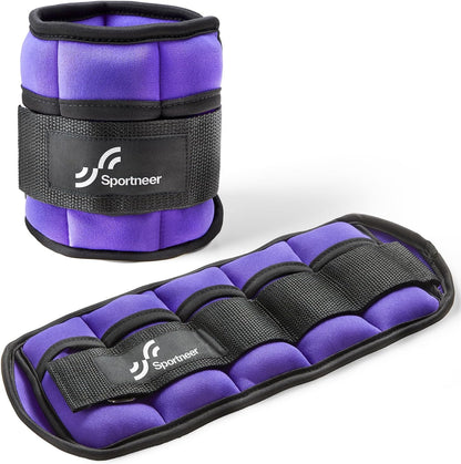 Sportneer Adjustable Ankle Weights Set - 1 Pair (2-10 lbs) Removable Sandbags for Women & Men, Comfortable Neoprene Leg Weights for Walking, Running, Pilates, Yoga, Home Workout & Physical Therapy
