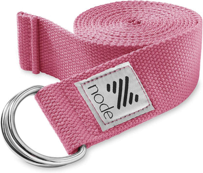 7-1/2' Yoga Strap for Stretching, Woven Cotton Blend Yoga Strap with Adjustable D-Ring Buckle for Exercise, Therapy and Fitness