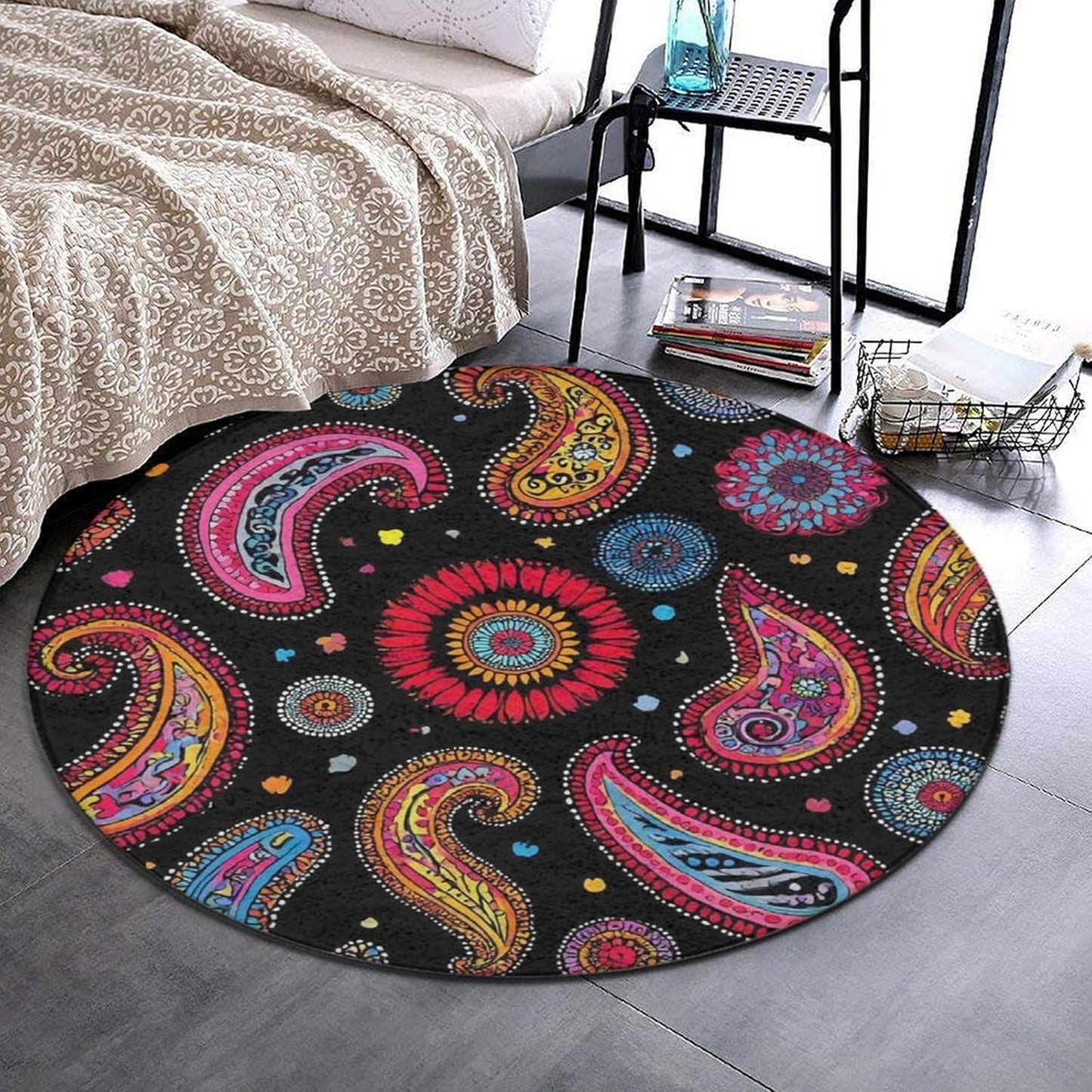 Room Sofa Yoga Soft Round Carpet, Home Decor Non Slip Kitchen Office Circle Rug, Machine Washable Modern Round Area Rug Beach Turtles, 60inch