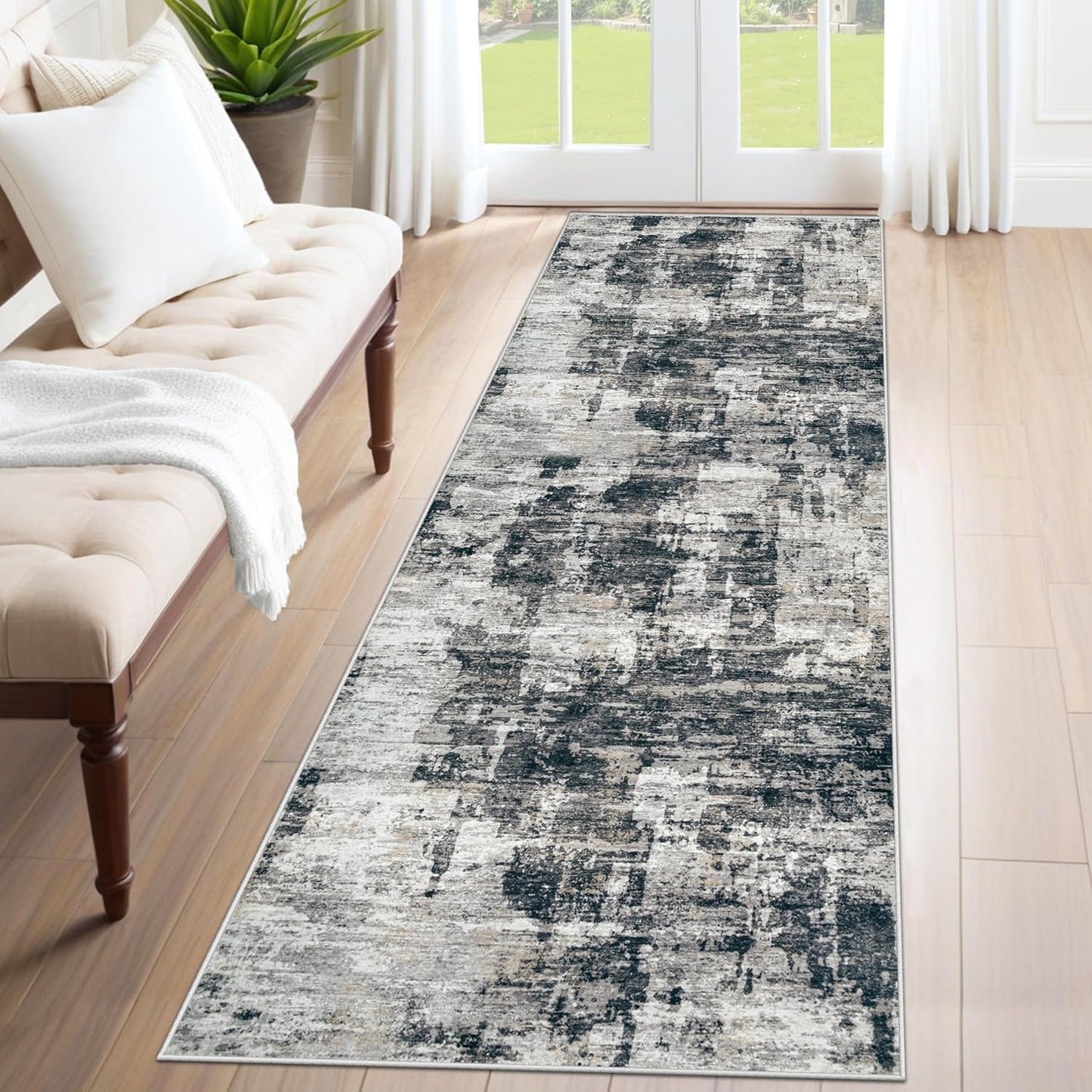 XLUEZ 8x10 Area Rugs for Living Room, Washable Modern Abstract Large Area Rug Neutral Soft Non Slip Kids Rug Stain Resistant Indoor Carpet for Bedroom Nursery Dining Children's Room(Blue, 8'x10')