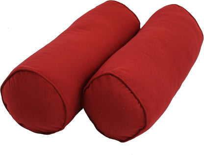 Blazing Needles Double-Corded Solid Twill Bolster Pillows with Inserts (Set of 2), 20" x 8", Burgundy