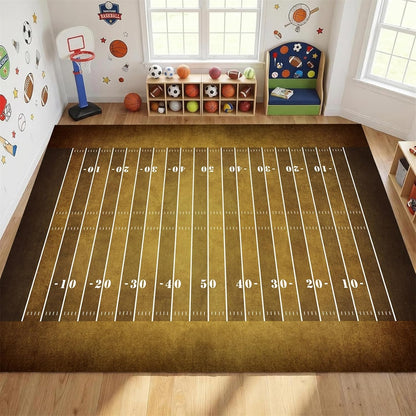 Sports Field Area Rug,5x7ft, Soccer Field Chalked Blackboard Football Stadium Board Painted Non-Slip Soft Carpet Floor Mat Indoor Living Room Bedroom Rugs Yoga Mat Home Decor