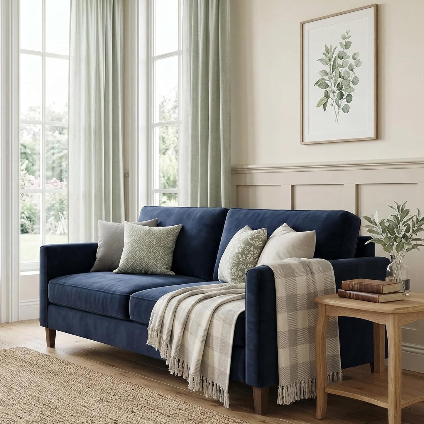 Americanflat 50x60 Throw Blanket - Soft and Breathable Cotton Throw Blanket for Couch, Bed, Chair - Decorative Blankets Perfect for Home or Outdoor Use - Navy Blue and White Double Diamond Design