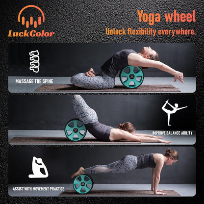 Back Roller, Back Wheel Targeted Back Pain Relief, Yoga Wheel Muscle Massage, Foam Roller for Trigger Point Therapy Physical, Stretching & Exercise, 880lbs Capacity, 10 Inch (Black+Acid Blue)