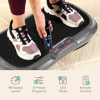 Lifepro Waver Vibration Plate Exercise Machine – High-Intensity Vibration Plate for Lymphatic Drainage – Full-Body Workout Vibrating Platform with Loop Bands – Fitness Equipment for Strength & Toning