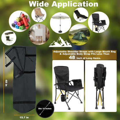 600D Oxfored Fabric Camping Chair Bag Replacement Durable Water Resistant Carrying Strap with Handle and Large Open Mouth (1 Pack, Grey, XL)