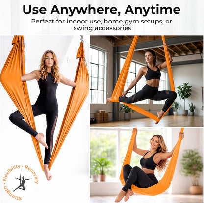 LOTUS78 Aerial Yoga Hammock 5.5 Yards (198 Inches) – Premium Aerial Silk Swing for Antigravity Fitness, Inversion Therapy, Strength & Flexibility | Purple | Yoga Trapeze for Home & Studio