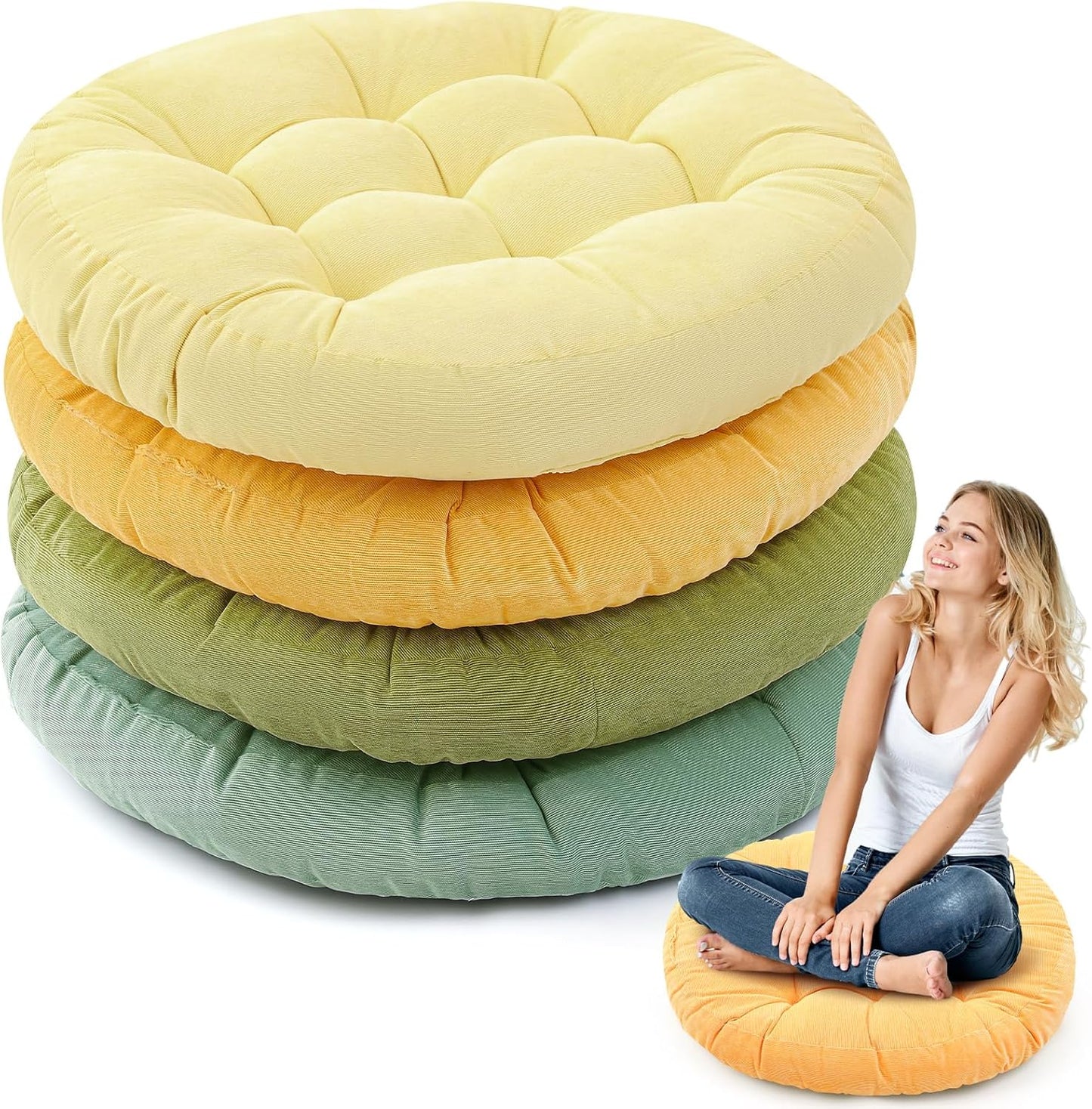 Jerify Floor Pillow Cushions Large Round Square Large Meditation Floor Pillow for Classroom Adult Meditation Picnic Party Seating Learning Daycare School(Square,Mixed Colors,4 Pcs)