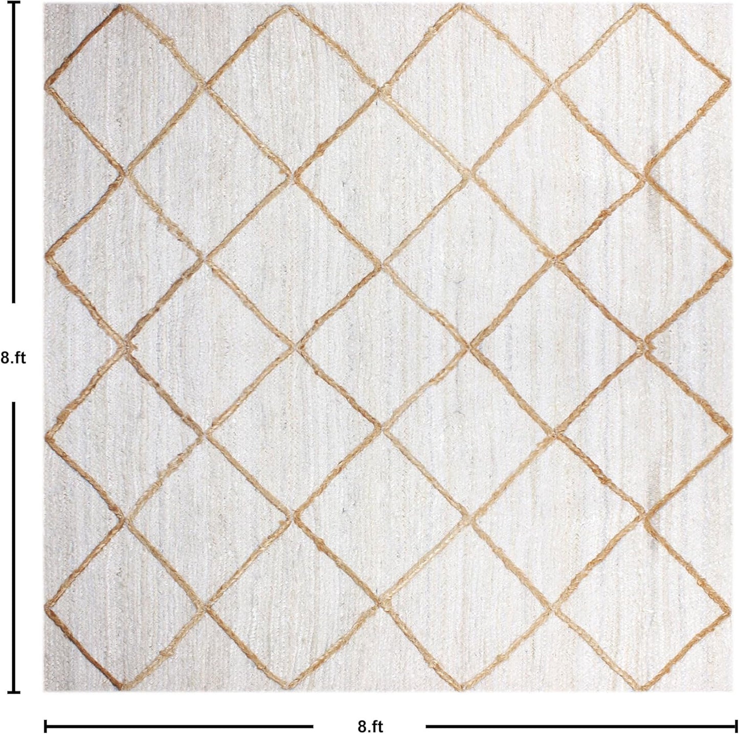 Scalloped Edge Kilim Rug 3' Square Rug Beige & Multicolor Cape Cod Design Carpet Thick 0.27 inches Hand Braided Jute Flatweave Indoor Outdoor Use Rugs for Bedroom, Kitche, Yoga Mat
