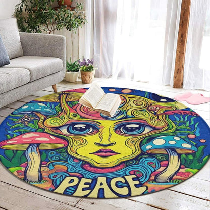 Home Decor Non Slip Kitchen Office Circle Rug, Machine Washable Modern Round Area Rug, Room Sofa Yoga Soft Round Carpet Purple Galaxy Trippy Space Astronaut Art, 36inch