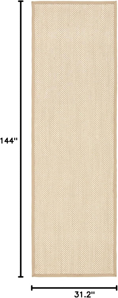 SAFAVIEH Area Rug 11x15 - Natural Fiber Collection - Large - Maize & Linen Color, Sisal, Woven Design with Border (NF141B) - Colors B