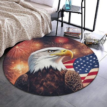 Machine Washable Modern Round Area Rug, Room Sofa Yoga Soft Round Carpet, Home Decor Non Slip Kitchen Office Circle Rug Union Jack Flag UK Mandala Art, 60inch