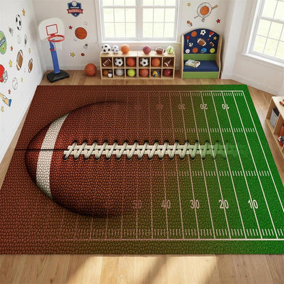 Sports Field Area Rug,5x7ft, Soccer Field Chalked Blackboard Football Stadium Board Painted Non-Slip Soft Carpet Floor Mat Indoor Living Room Bedroom Rugs Yoga Mat Home Decor