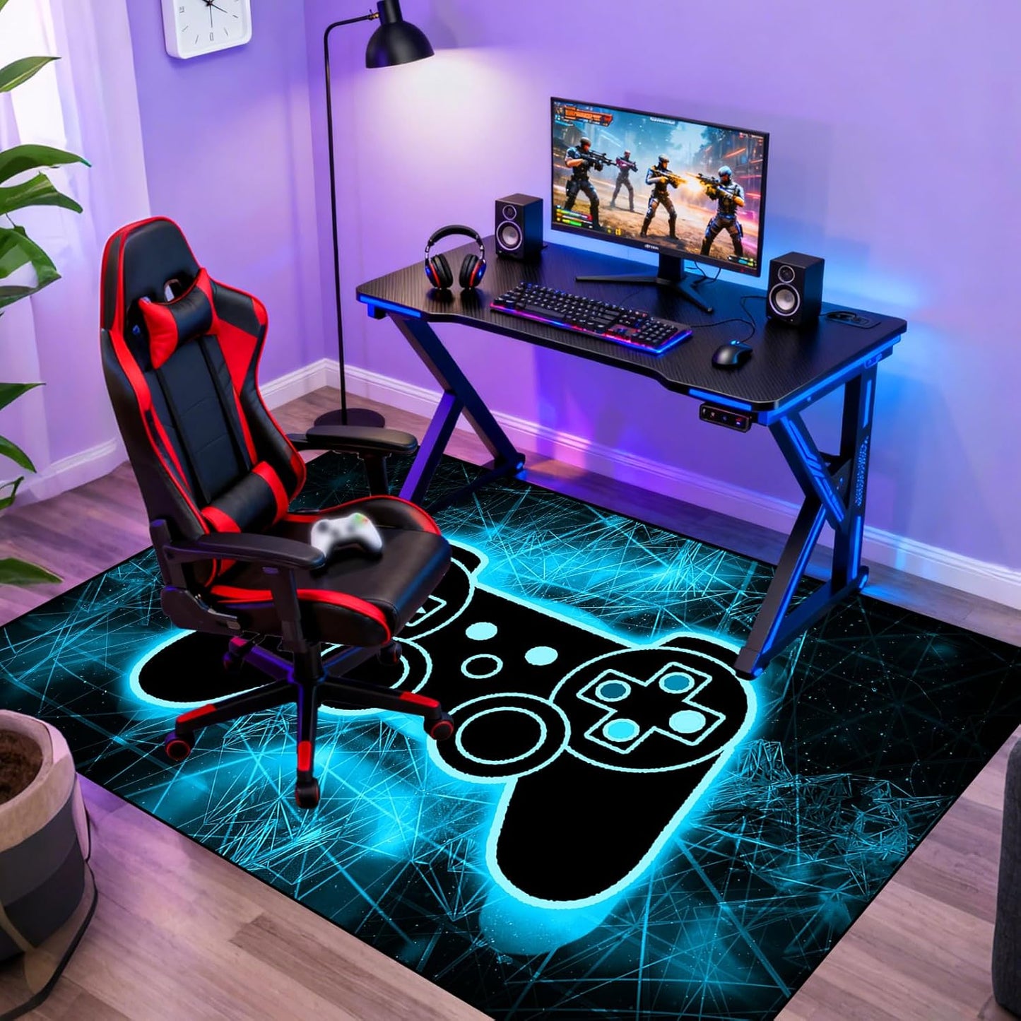Video Game Rug - Gaming Themed Rug Gamepad Controller Area Rugs for Bedroom Gaming Carpet for Boys Game Carpet for Playrooms Bedroom Doormat Yoga Mats