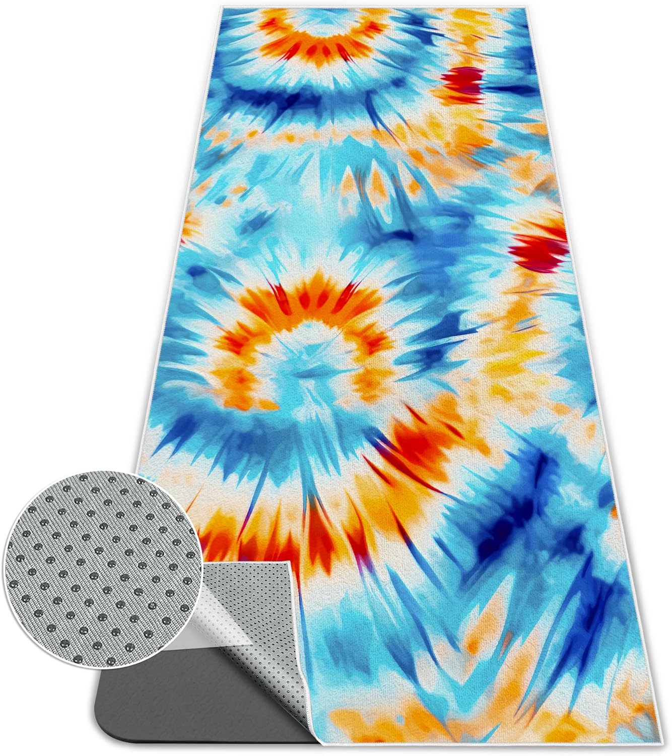 Yoga Mat Towel,Hot Yoga Towel High-Definition Pattern,Machine Washable with Ultra-Absorbent Yoga Towels for Hot Yoga Non Slip for Fitness,Exercise,Pilates,72 x 27 in,Pink and Green Gradient