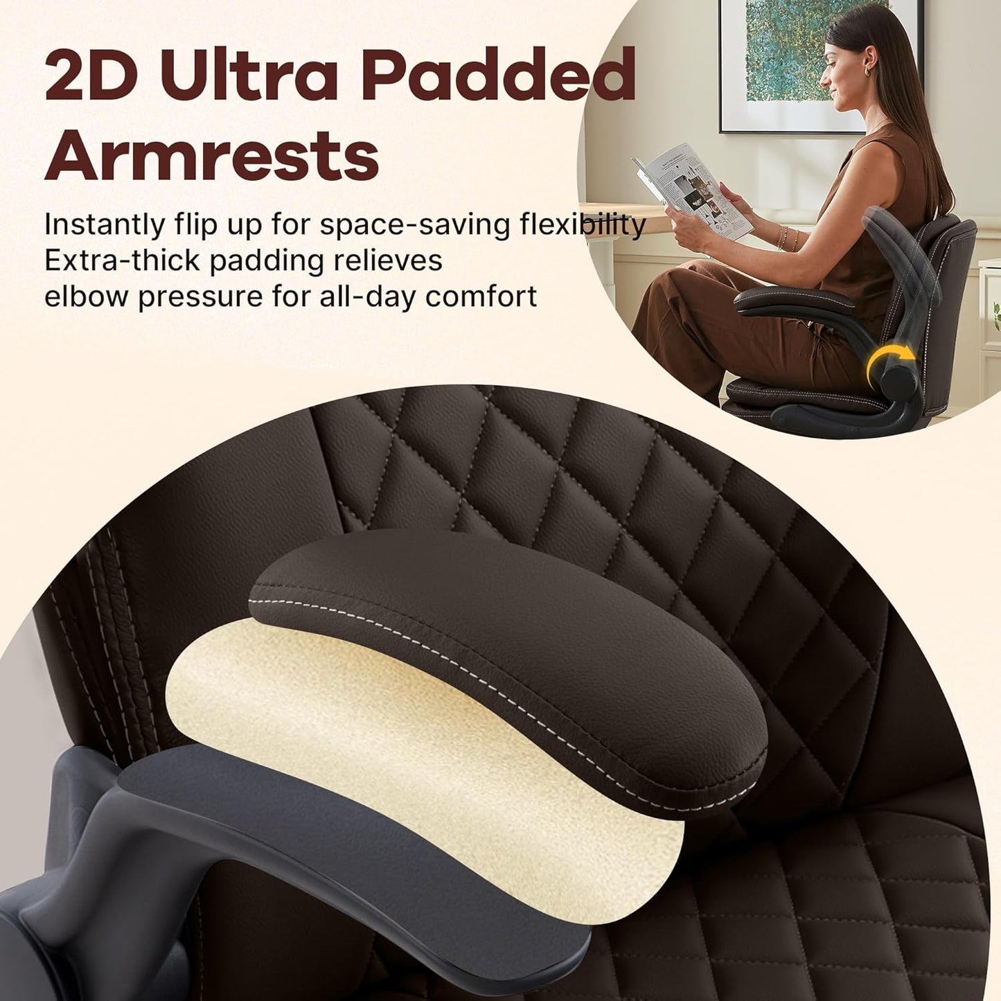 AreShark Cross Legged Office Chair,ADHD Criss Cross Desk Chair with Wheels & Stretchable Rotating Footrest,Height Adjustable Wide Yoga Kneeling Meditation Chair with Flip-up Armrests Back Support