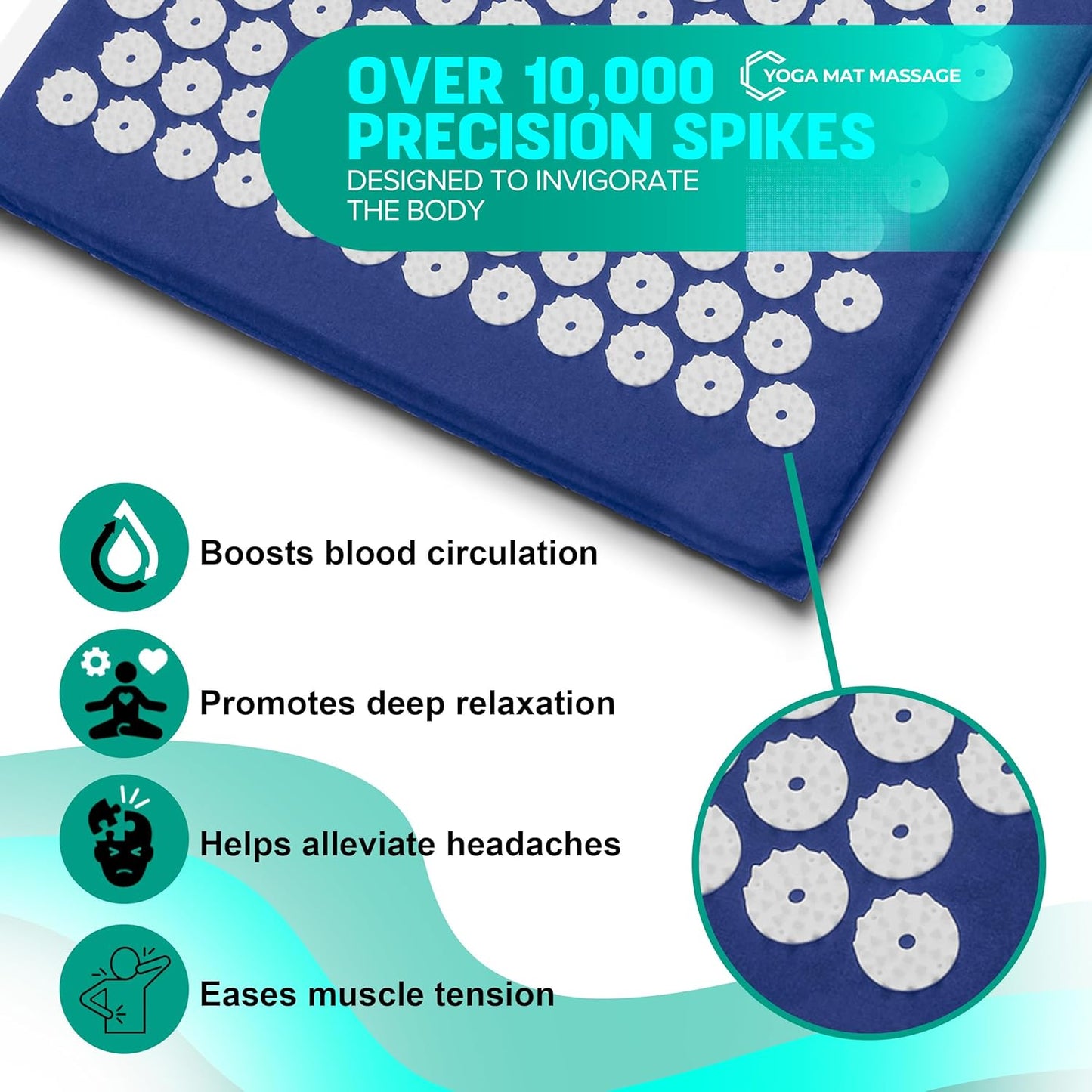 Sivan Back and Neck Pain Relief Acupressure Mat and Pillow Set, Chronic Back Pain Treatment - Relieves Your Stress of Lower Upper Back and Sciatic Pain - Green