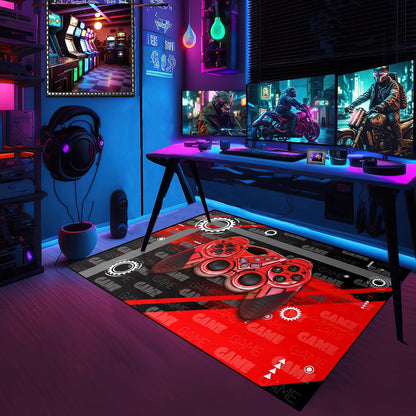 Game Controller Rugs for Bedroom Boys Living Room Gamer Gamepad Red Carpets Floor Mat Player Indoor Mats Gaming Art Design Home Decor Crystal Doormat Yoga Mats 3'x5'