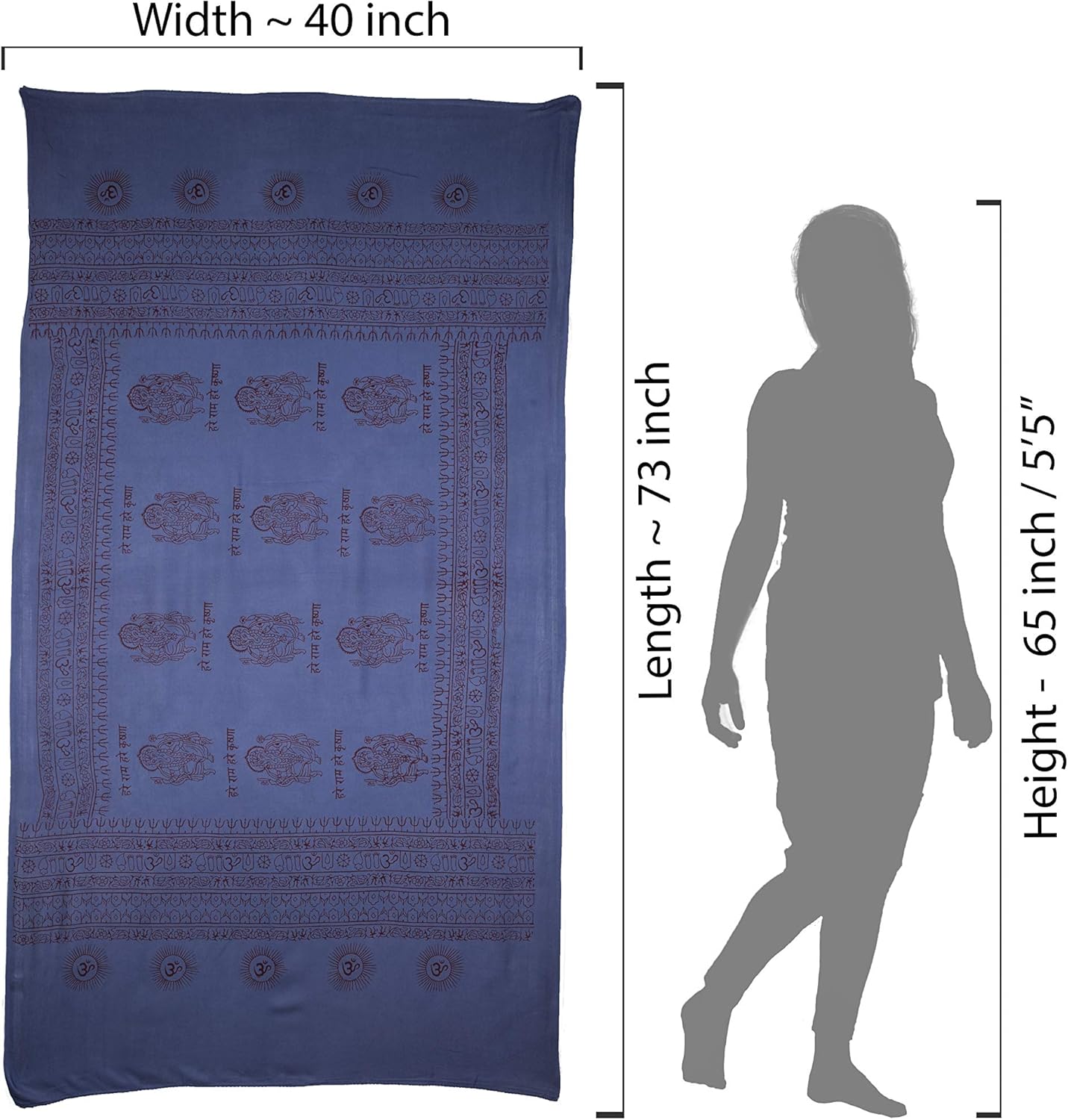 Yoga Scarf Meditation Shawl Large Wrap Hindu Prayer Stole OM Ganesha print