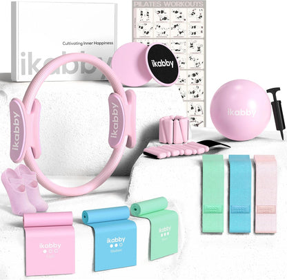 Pilates Kit, Home Pilates Kit with Weights, Pilates Equipment for Home Workout, Pilates Essentials Kit for Women, Yoga Pilates Mat Kit for Beginners, Pilates Set