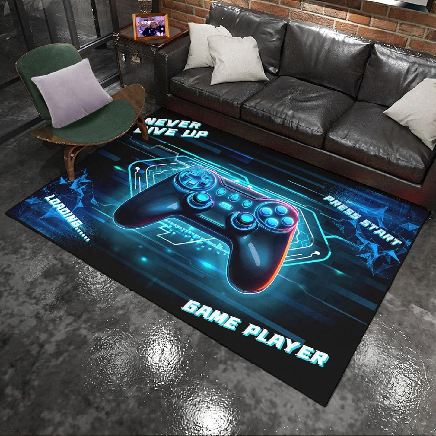 Game Controller Rugs for Bedroom Boys Living Room Gamer Gamepad Red Carpets Floor Mat Player Indoor Mats Gaming Art Design Home Decor Crystal Doormat Yoga Mats 3'x5'