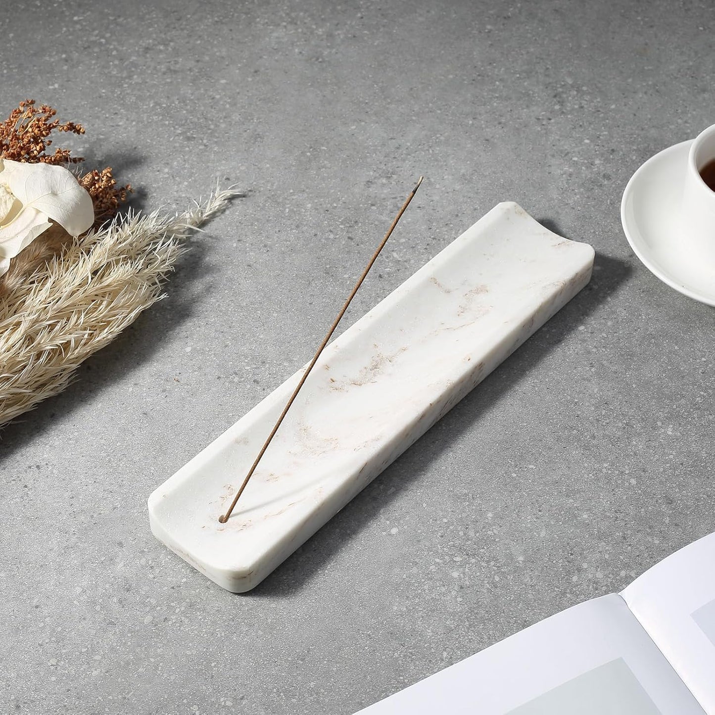 Koville Marble Incense Holder, Incense Holder for Sticks, Incense Sticks Holder Ash Catcher for Meditation Yoga SPA, Natural Stone Incense Burner, Home Table Decor (Green)