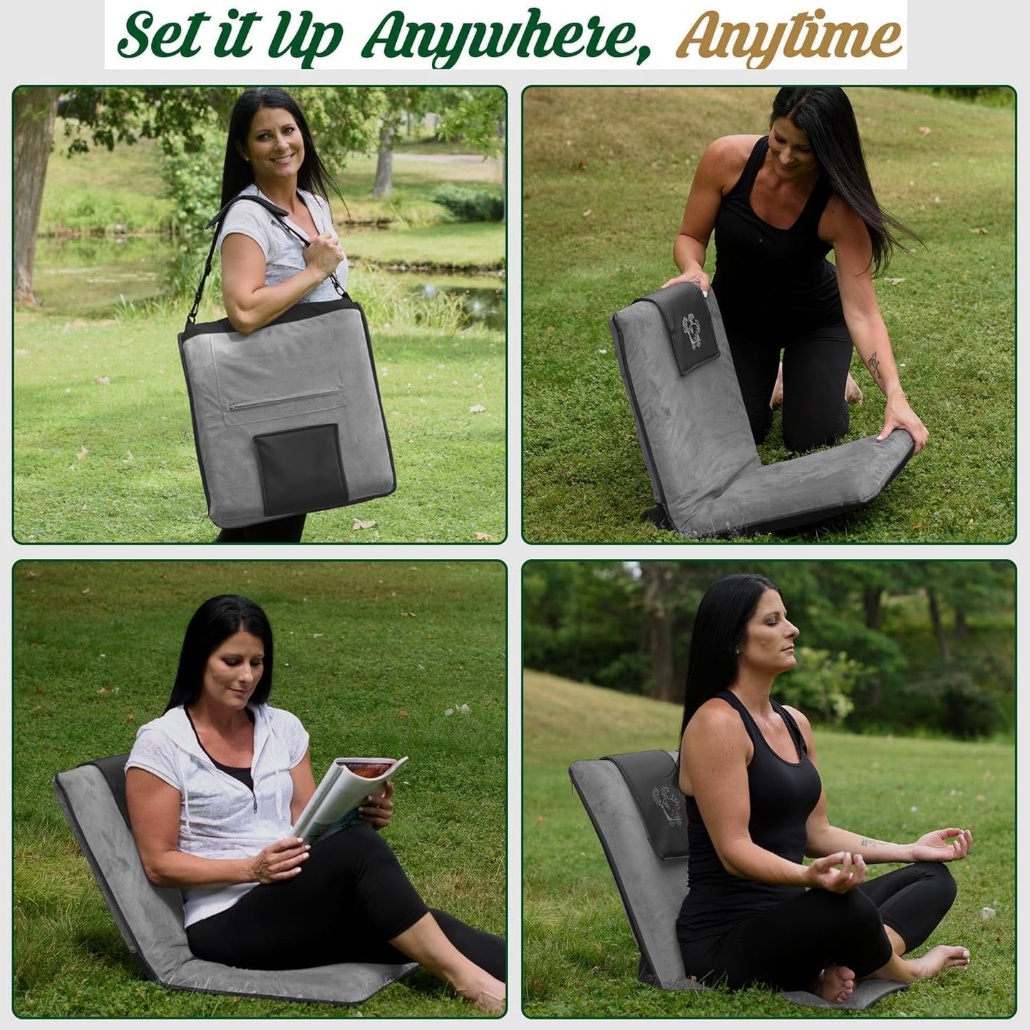 Japanese Meditation Floor Chair with Back Support for Adults - Premium Meditation Chair with Adjustable & Foldable Back for Seating, Yoga & Gaming — Folding Backjack Chairs with Backrest for Adults