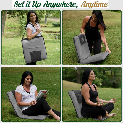 Japanese Meditation Floor Chair with Back Support for Adults - Premium Meditation Chair with Adjustable & Foldable Back for Seating, Yoga & Gaming — Folding Backjack Chairs with Backrest for Adults