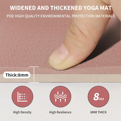 Large Yoga Mat (6'x 4') - Extra Long and Wide Workout Mat for Men and Women, Non-Slip POE 0.32''/0.4'' Thick Fitness Mat, Eco-Friendly Exercise Mat for Home Workouts, Ideal for Yoga and Pilates