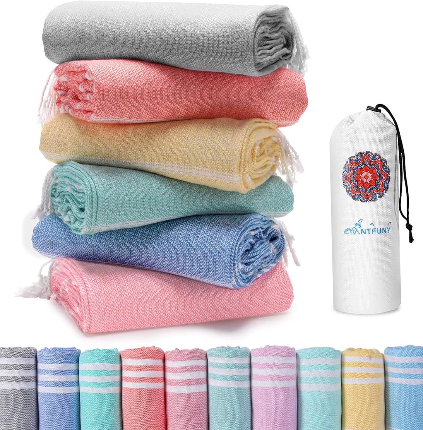 Antfuny Turkish Beach Towels Vacation Essentials Quick Dry Sand Free Oversized Bath Pool Swim Towel Extra Large XL Blanket Adult Travel Cruise Accessories Must Haves Clearance Stuff Necessities - Colors C