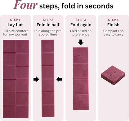Foldable Yoga Mat, 6mm Thick, Lightweight, Anti-Slip, and Easy to Store – Perfect for Travel, Yoga, Pilates, Home Workouts, and Floor Exercises
