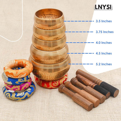 Tibetan Singing Bowl Set - Authentic Cuencos Tibetanos for Sound Healing, Meditation & Chakra Balancing - Includes Cushion, Mallet-Unique Spiritual Gifts for Women and Men (7 Chakra Hand Hammered Set)