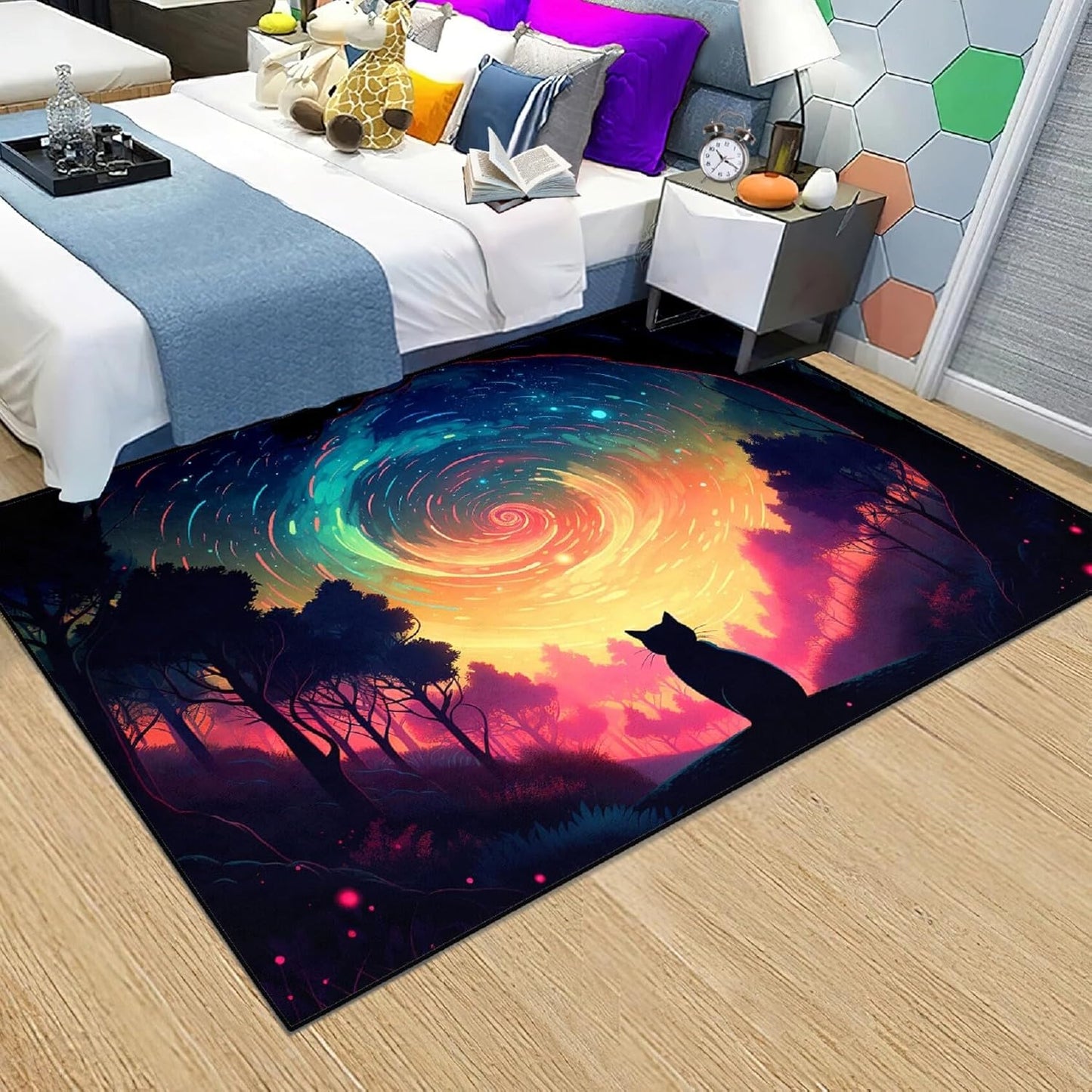 Black Girl Area Rug for Bedroom African American Rugs for Room Princess Carpet Kids Rugs for Bedroom African Girls Carpet for Living Room Teen Girls Yoga Mats, Pink, 4'×5'