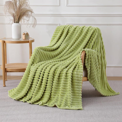 Khaki Throw Blanket for Couch Sofa 50x60 inches Striped Fleece Blankets Room Home Decor Lightweight Plush Soft Cozy Gifts for Women Mom Girls