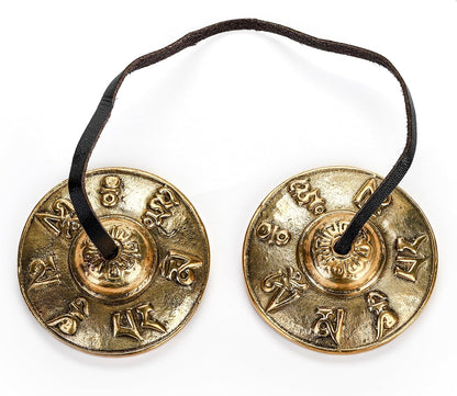 Foraineam Tingsha Cymbals Meditation Chime Bells, 2.5 Inch Brass Tibetan Tingsha Bells Relaxation Musical Instruments for Mindfulness, Chakra Healing, Stress Relief, Sound Awakening, Yoga Meditation