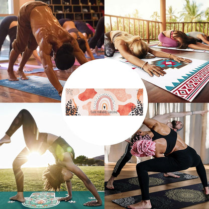 Yoga Mat Towel with Corner Pockets - Microfiber Yoga Towels for Hot Yoga Non Slip Moisture Wicking Sweat Absorbent, Tree of Life Yoga Towel Easy for Travel, Use in Hot Yoga,Bikram,Pilates and Fitness