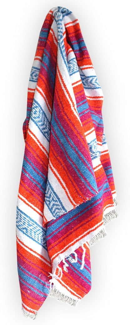 Del Mex Classic Mexican Blanket, Large Authentic Woven Falsa Throw (70"x50"), Artisan Southwest Décor for Beach, Yoga, Outdoors (Lavender)