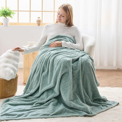 NEWCOSPLAY Super Soft Throw Blanket Light Purple Premium Silky Flannel Fleece Leaves Pattern Lightweight Bed Blanket All Season Use (Light Purple, Throw(50"x60")) - Colors A