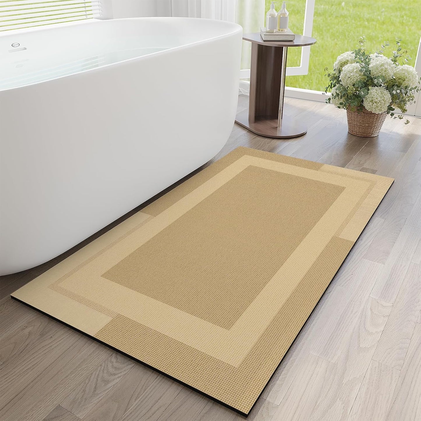 YDKGL Non Slip Long Bath Mat Bathroom Runner, Rubber Backing Ultra Thin Bathroom Rugs Fit Under Door Quick Dry Super Absorbent Washable Bath Rug Shower Mat for Bathtub Sink Floor, Dark Gray 17"x47"