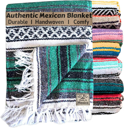 Del Mex Classic Mexican Blanket, Large Authentic Woven Falsa Throw (70"x50"), Artisan Southwest Décor for Beach, Yoga, Outdoors (Lavender)