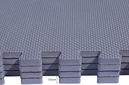 BalanceFrom Puzzle Exercise Mat 1" Thick, EVA Interlocking Foam Floor Tiles for Home Gym, Mat for Home Workout Equipment, Floor Padding for Kids, Black, 24 in x 24 in x 1 in, 24 Sq Ft - 6 Tiles
