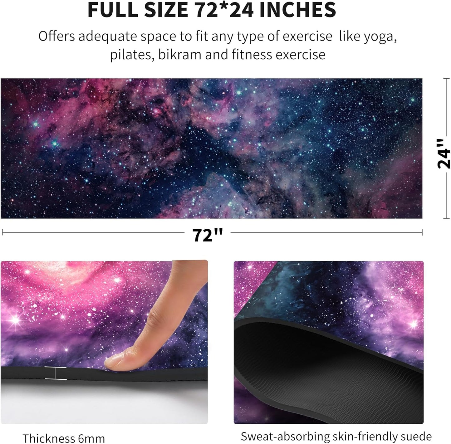 nuveti Yoga Mat Print Extra Thick TPE Non Slip Fitness Exercise Mat with Carrying Bag,72"x24" Extra Thick 6MM Exercise & Workout Mat for Yoga, Pilates Fitness and Floor Exercises - Colors A