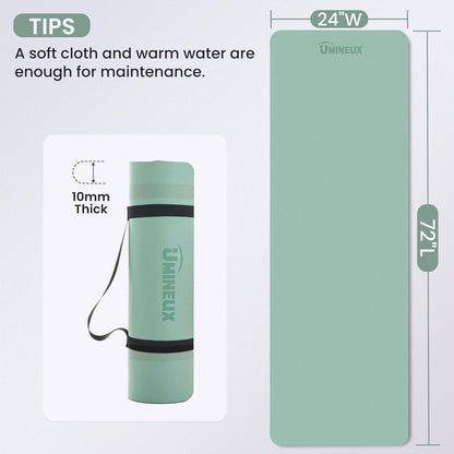 UMINEUX Extra Thick Yoga Mat, 6MM &10MM Yoga Mat Non Slip, POE Yoga Mats for Women Men, 72"x24", Great for Workout, Yoga, Pilates, Fitness & Floor Exercises