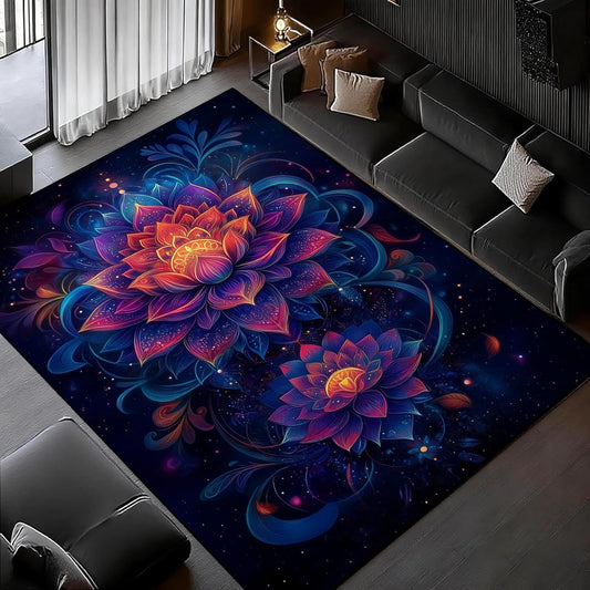 Lotus Mandala Rug, Chakra Meditation Area Rug, Vintage Florals Rugs, Yoga Meditation Rugs, Spiritual Carpet for Living Room, Bedroom, Kitchen, Yoga Room (5' x 8' (Rectangular))