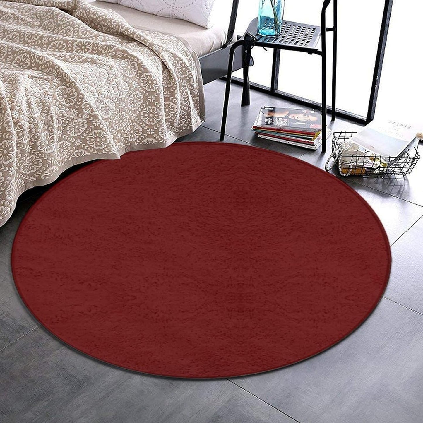 Women's Large Home Decor Mat, Soft Round Yoga Carpet, Non Slip Machine Washable Home Office Circle Rug Purple