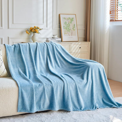NEWCOSPLAY Super Soft Throw Blanket Light Purple Premium Silky Flannel Fleece Leaves Pattern Lightweight Bed Blanket All Season Use (Light Purple, Throw(50"x60")) - Colors A
