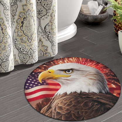 Machine Washable Modern Round Area Rug, Room Sofa Yoga Soft Round Carpet, Home Decor Non Slip Kitchen Office Circle Rug Union Jack Flag UK Mandala Art, 60inch