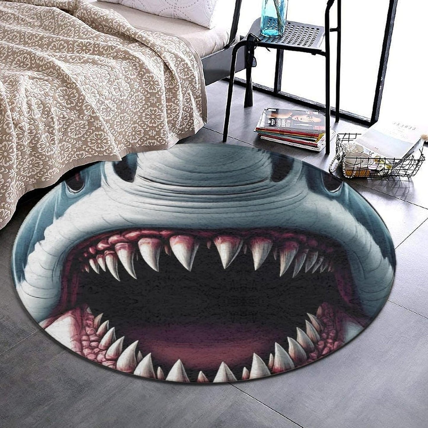 Soft Round Yoga Carpet, Office Chair Decor Round Mat for Carpet and Hardwood Floors Purple Butterfly