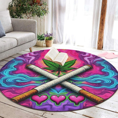 Machine Washable Modern Round Area Rug, Room Sofa Yoga Soft Round Carpet, Home Decor Non Slip Kitchen Office Circle Rug Union Jack Flag UK Mandala Art, 60inch