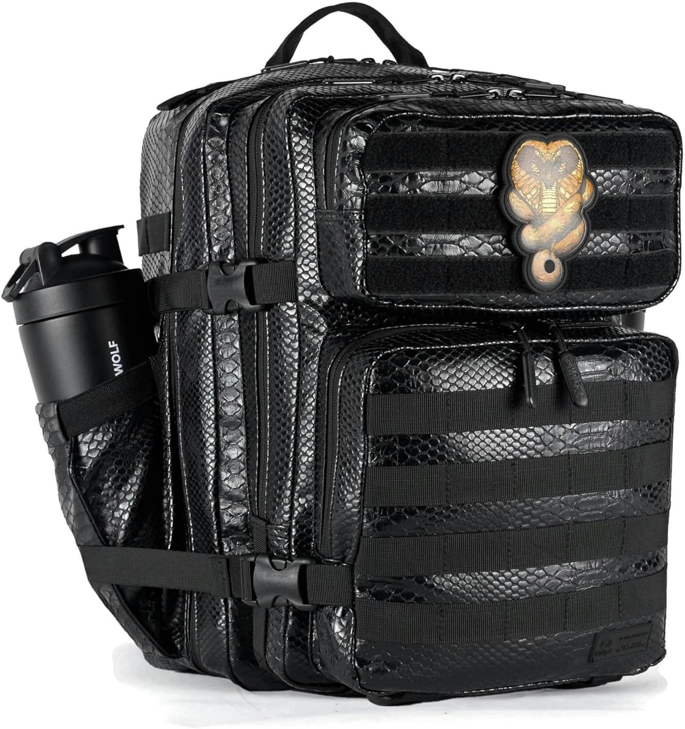 WOLFpak 35L Tactical Gym Backpack (Alpha Black) Durable 1000D Waterproof Oxford Material with MOLLE Webbing, Laptop Pocket & Dual Cup Holders, Durable Fitness/Travel/Military Daypack